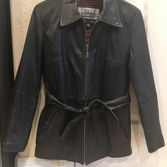Wilson’s Pelle Studio Zip Front Belted Jacket - Picture 1 of 7